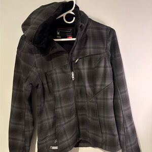 Spyder Black Plaid Utility Jacket